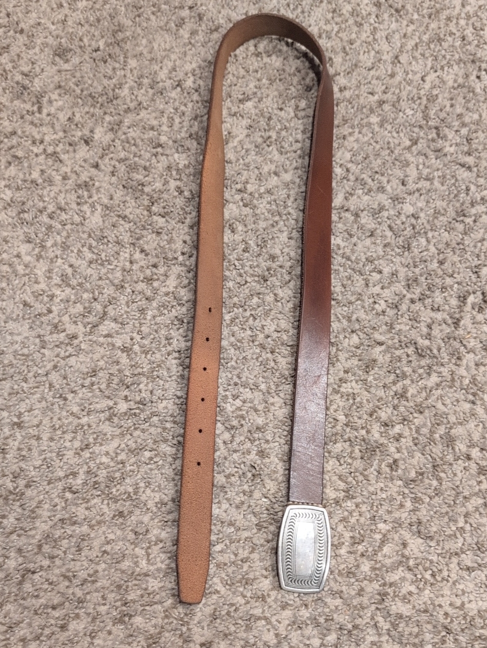 Brown Leather Women’s Belt with Silver Buckle
